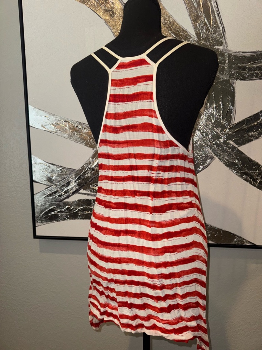 Naked Zebra Red and White Striped Sleeveless Top - Picture 2 of 5